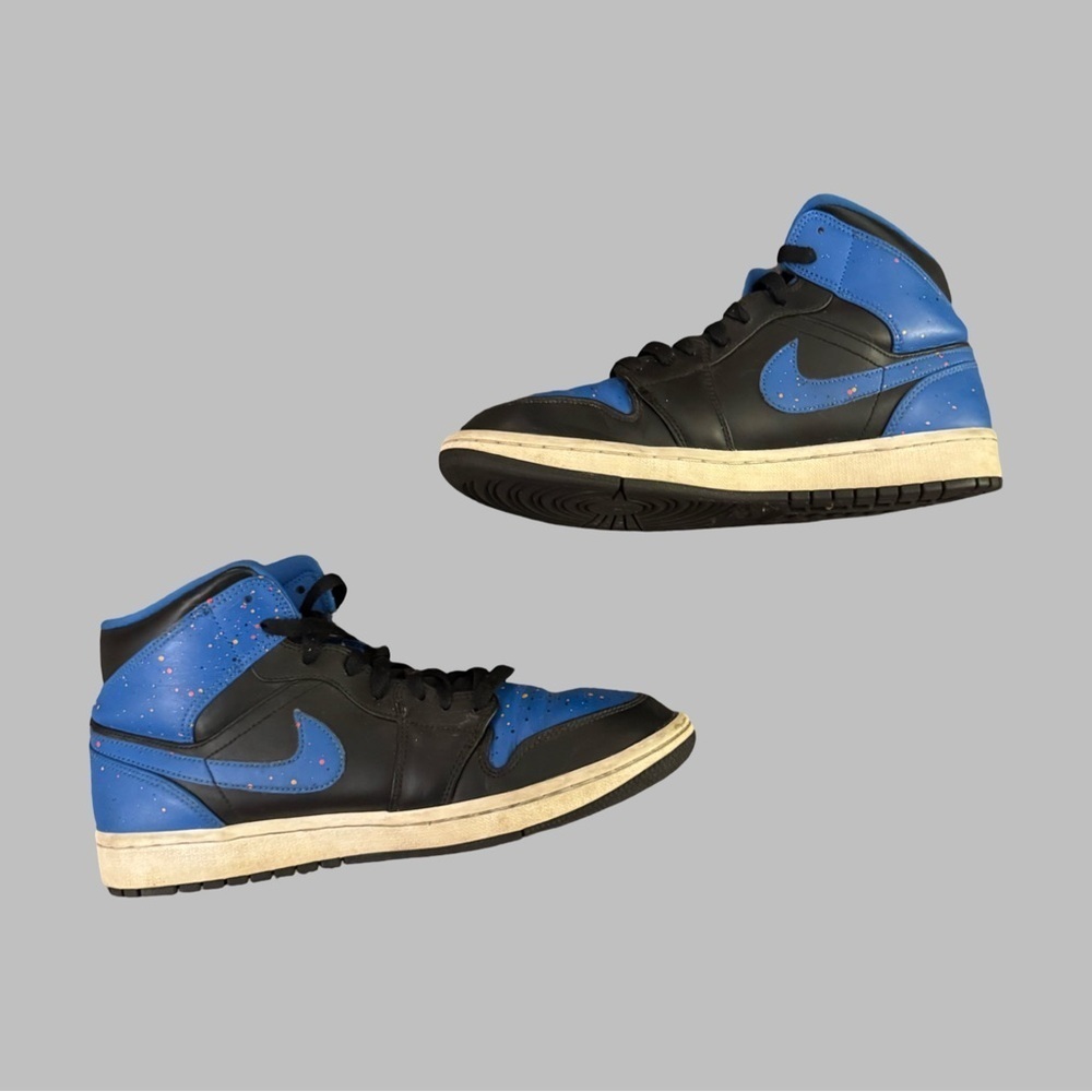 JORDAN 1 MID Royal Paint Splatter Sneakers